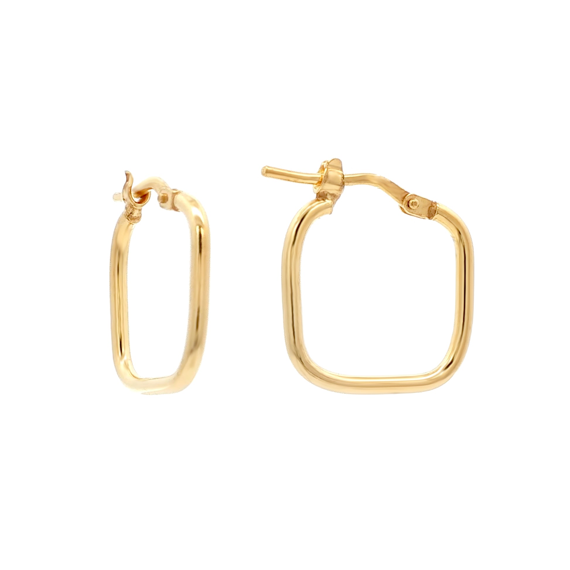 Gold-Plated Silver  Square TV Shape 1.5mm Hoop Earrings 15mm - AER274A-GP