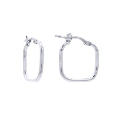 Rhodium-plated Silver  Square TV Shape 1.5mm Hoop Earrings 15mm - AER274A