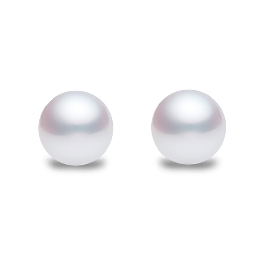 Silver  7mm Natural Freshwater Cultured Pearl Stud Earrings - AES007