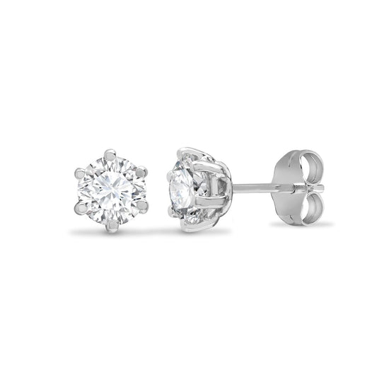 Sterling Silver  CZ solitaire Stud Earrings 4mm - AES051