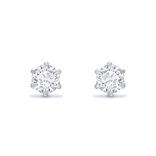 Sterling Silver  CZ solitaire Stud Earrings 4mm - AES051