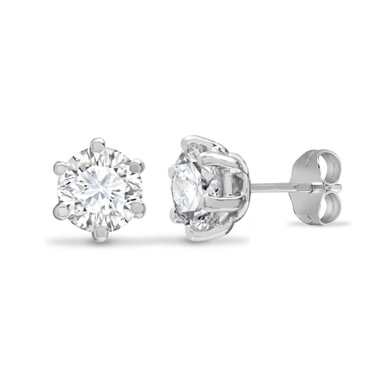 Sterling Silver  CZ solitaire Stud Earrings 5mm - AES052