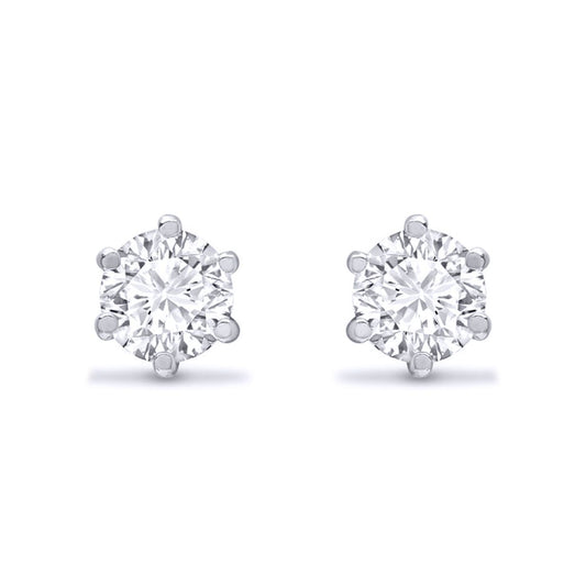 Sterling Silver  CZ solitaire Stud Earrings 5mm - AES052