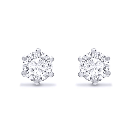 Sterling Silver  CZ solitaire Stud Earrings 5mm - AES052