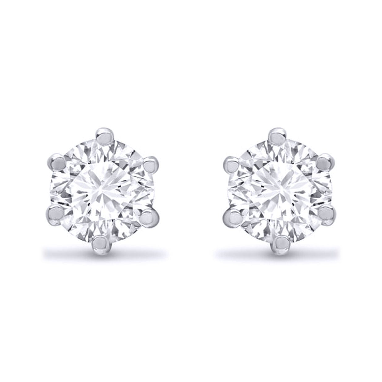 Sterling Silver  1.70CTS CZ solitaire Stud Earrings 6mm - AES053