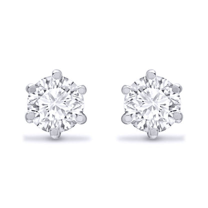 Sterling Silver  1.70CTS CZ solitaire Stud Earrings 6mm - AES053