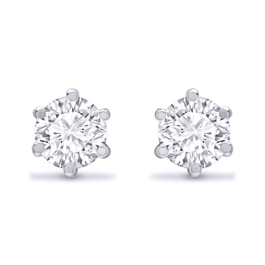 Sterling Silver  1.70CTS CZ solitaire Stud Earrings 6mm - AES053