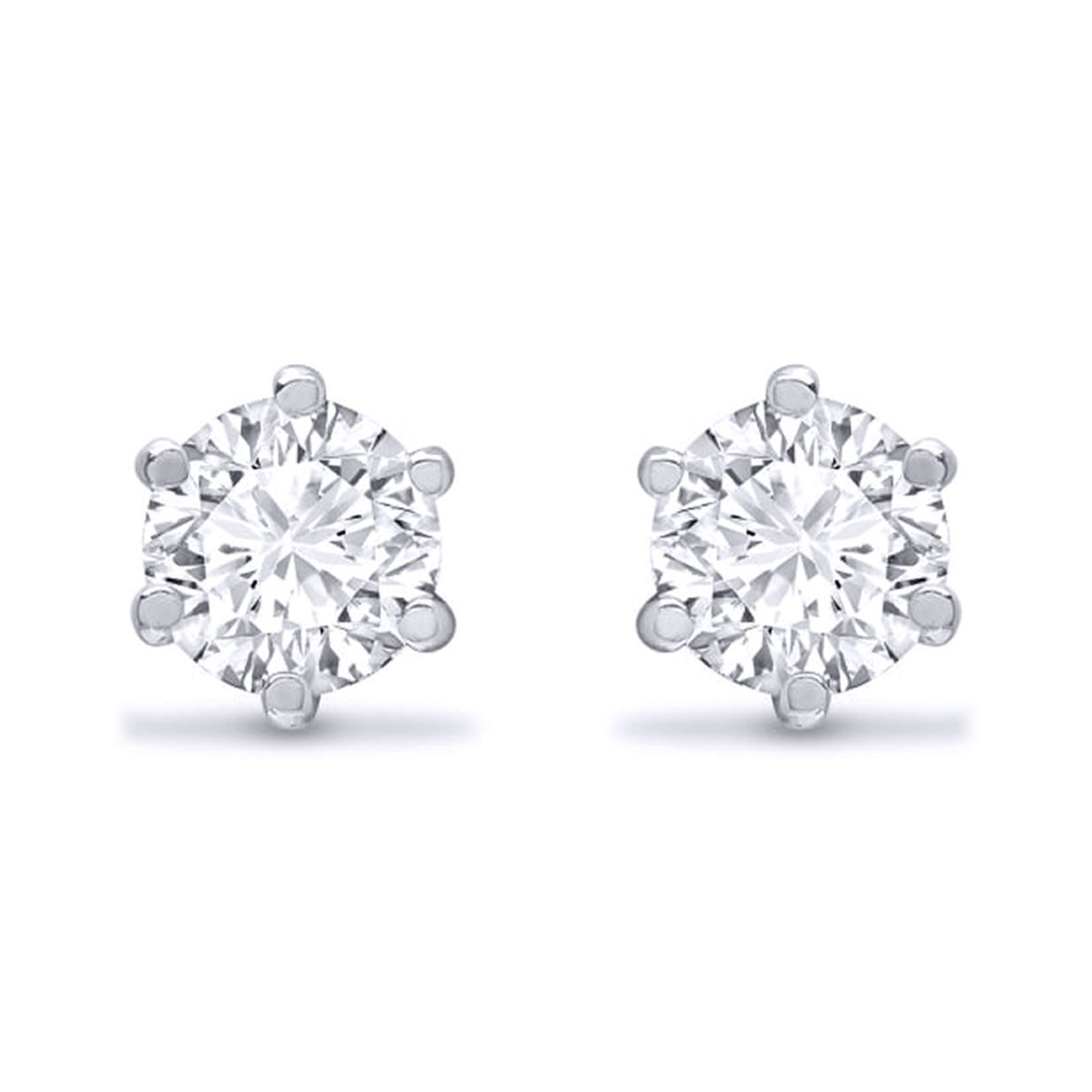 Sterling Silver  1.70CTS CZ solitaire Stud Earrings 6mm - AES053