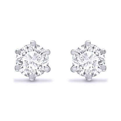 Sterling Silver  1.70CTS CZ solitaire Stud Earrings 6mm - AES053