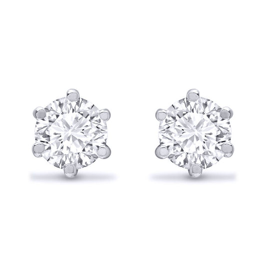 Sterling Silver  1.70CTS CZ solitaire Stud Earrings 6mm - AES053