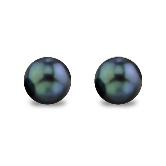 Silver  Natural Akoya Cultured Pearl Stud Earrings 6mm - AES060