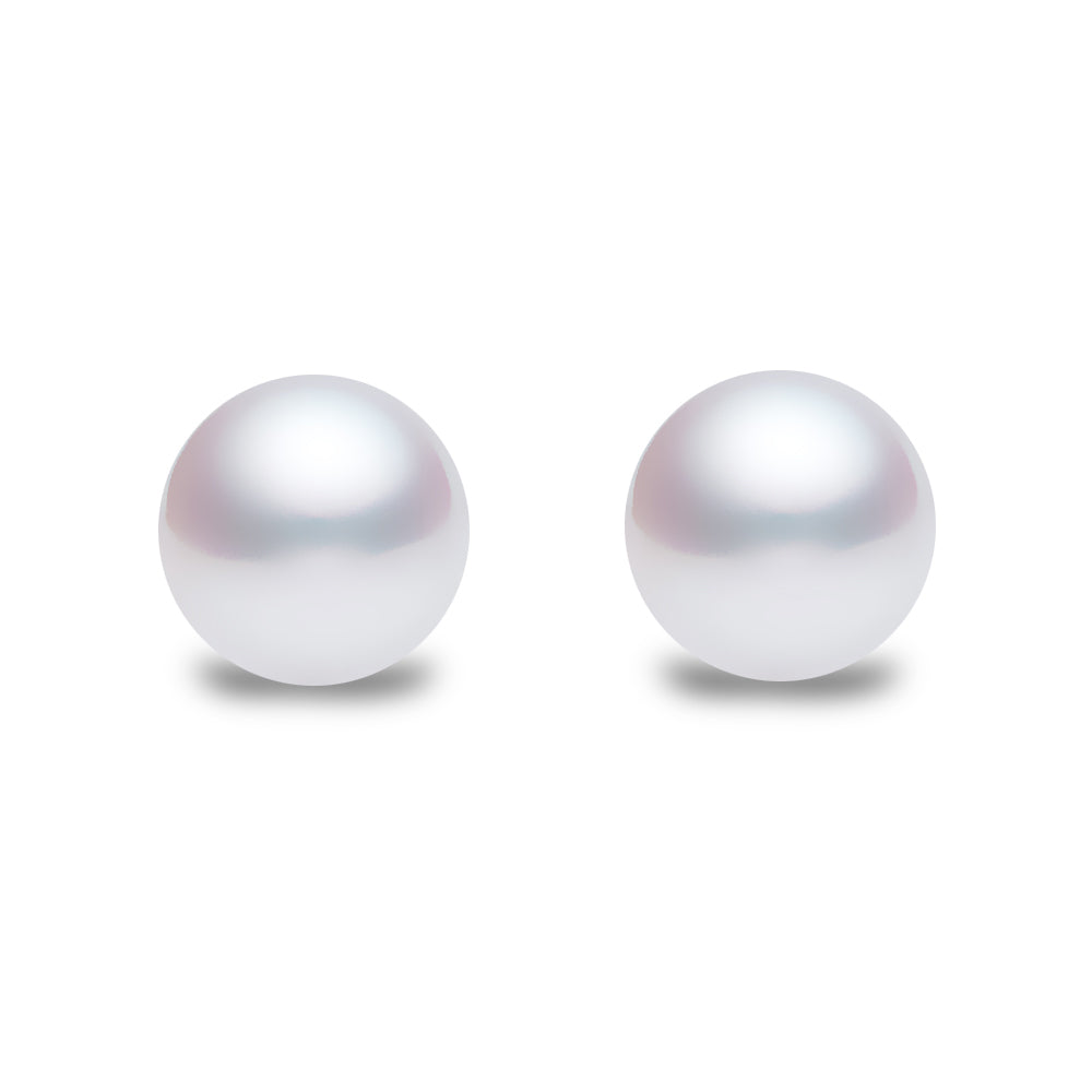 Silver  Natural Akoya Cultured Pearl Stud Earrings 4mm - AES062