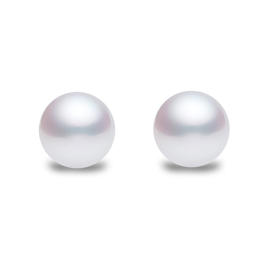 Silver  Natural Akoya Cultured Pearl Stud Earrings 5mm - AES063