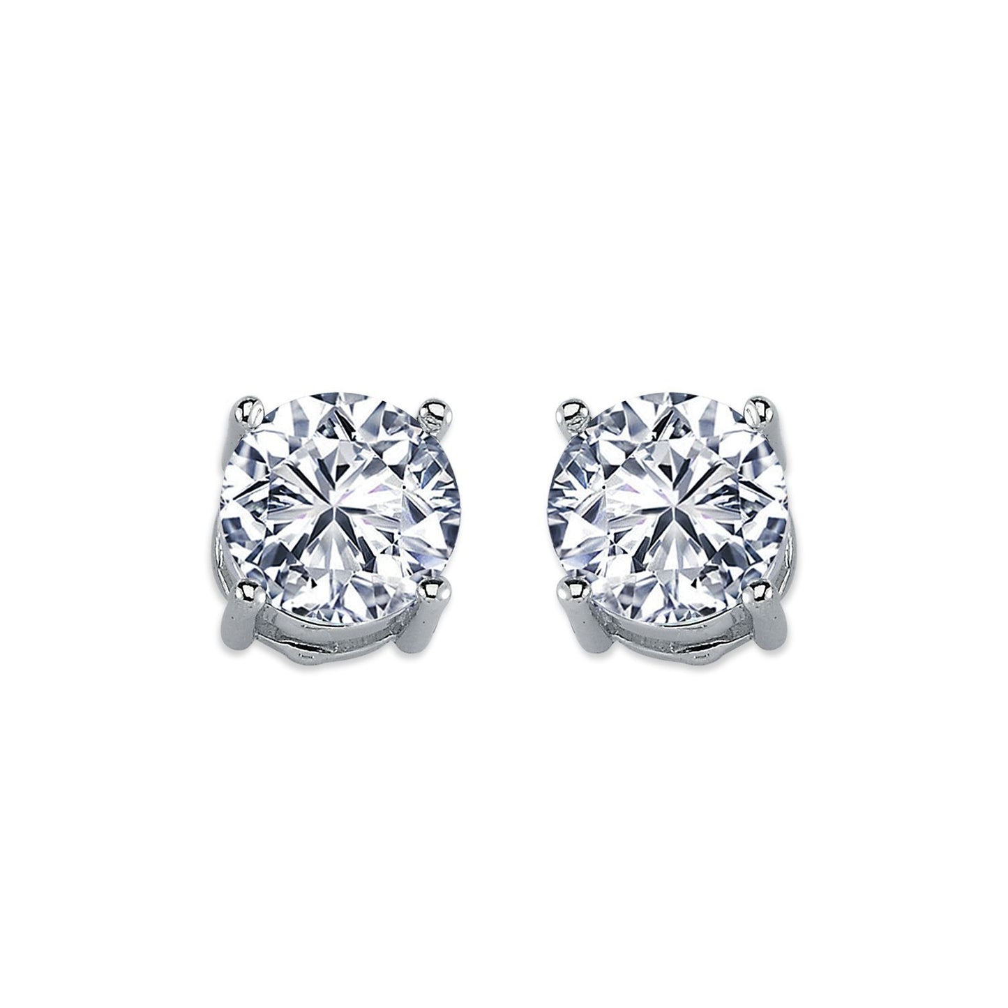 Silver  CZ Solitaire Stud Earrings 9mm 6.00cts - AES114F