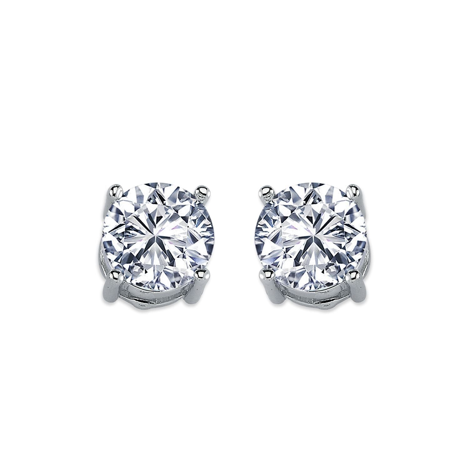 Silver  CZ Solitaire Stud Earrings 9mm 6.00cts - AES114F
