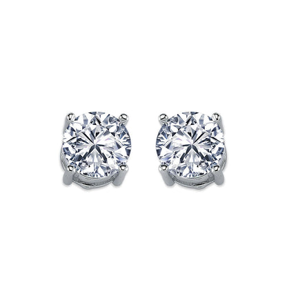 Silver  CZ Solitaire Stud Earrings 9mm 6.00cts - AES114F