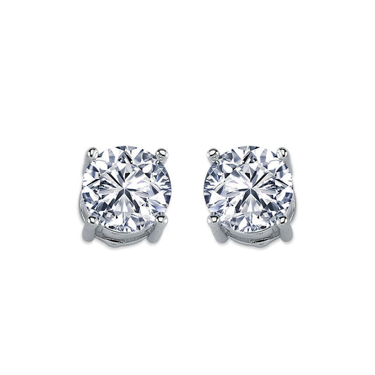 Silver  CZ Solitaire Stud Earrings 9mm 6.00cts - AES114F