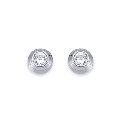 Silver  3-Tier Round Wedding Cake CZ Stud Earrings 3mm 6mm - AES115A