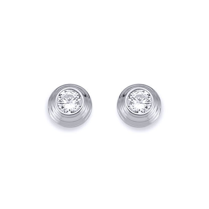 Silver  3-Tier Round Wedding Cake CZ Stud Earrings 3mm 6mm - AES115A