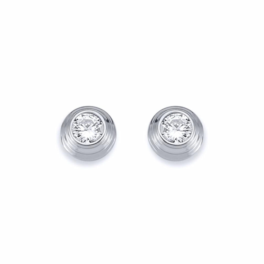 Silver  3-Tier Round Wedding Cake CZ Stud Earrings 4mm 7mm - AES115B