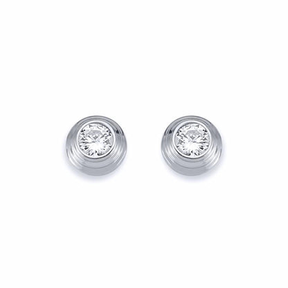 Silver  3-Tier Round Wedding Cake CZ Stud Earrings 4mm 7mm - AES115B