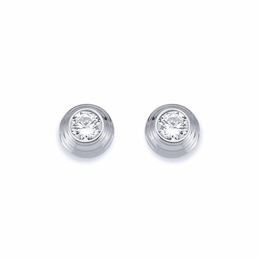 Silver  3-Tier Round Wedding Cake CZ Stud Earrings 4mm 7mm - AES115B
