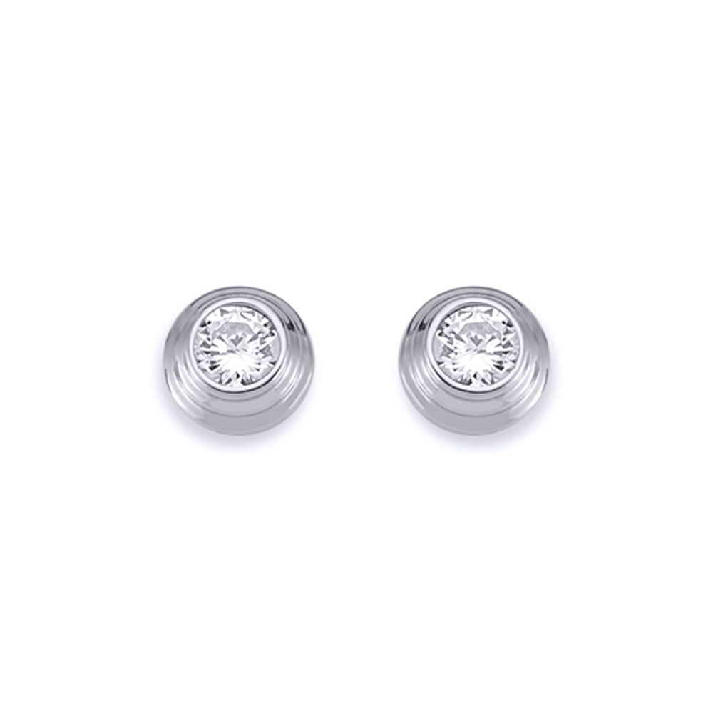 Silver  3-Tier Round Wedding Cake CZ Stud Earrings 4mm 7mm - AES115B