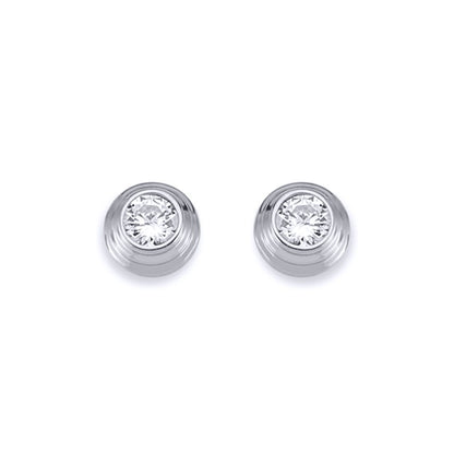 Silver  3-Tier Round Wedding Cake CZ Stud Earrings 4mm 7mm - AES115B