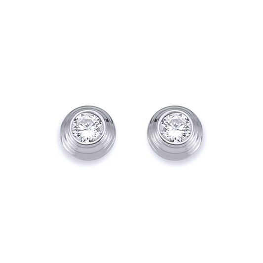 Silver  3-Tier Round Wedding Cake CZ Stud Earrings 4mm 7mm - AES115B