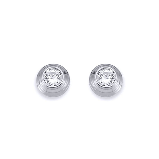 Silver  3-Tier Round Wedding Cake CZ Stud Earrings 4mm 7mm - AES115B