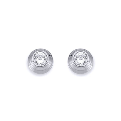 Silver  3-Tier Round Wedding Cake CZ Stud Earrings 5mm 8mm - AES115C