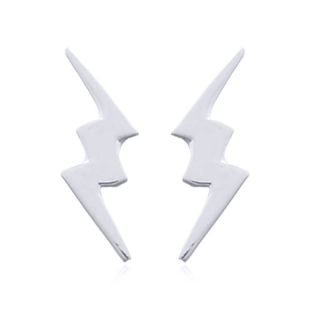 Silver  Lightning Bolt Flash Stud Earrings - AES144