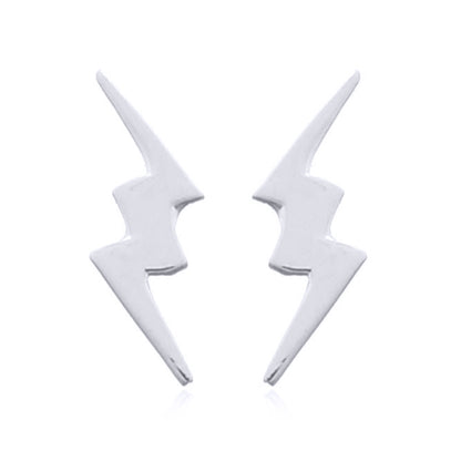 Silver  Lightning Bolt Flash Stud Earrings - AES144