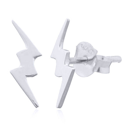 Silver  Lightning Bolt Flash Stud Earrings - AES144