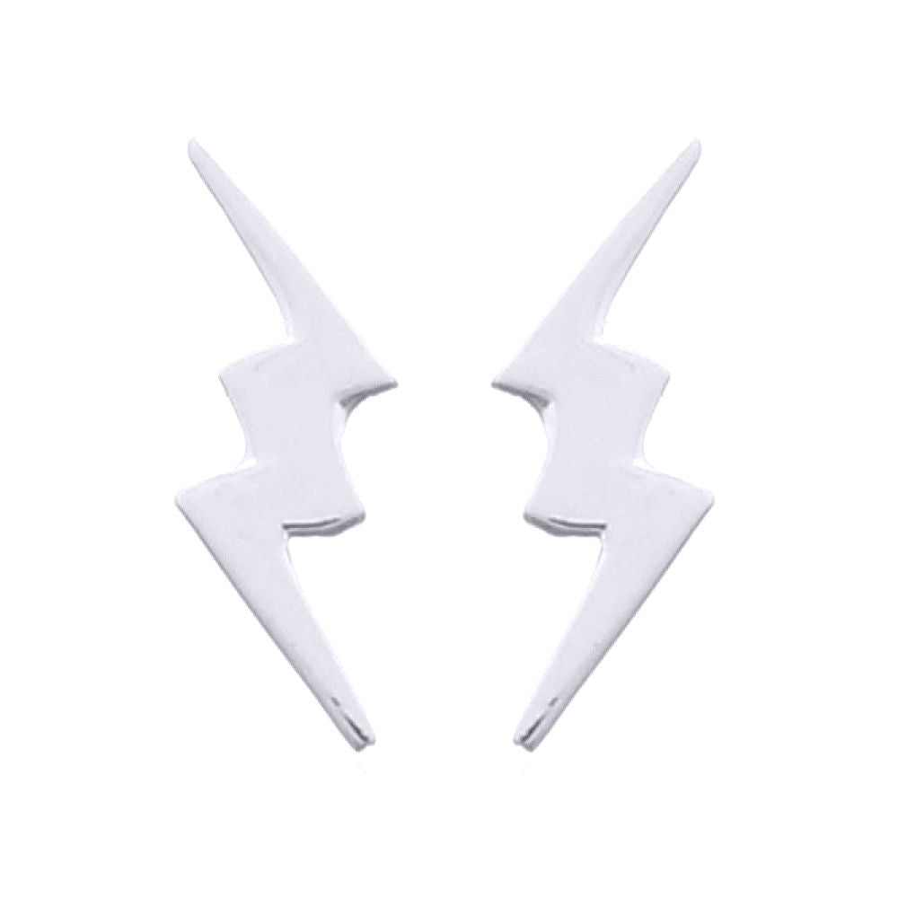 Silver  Lightning Bolt Flash Stud Earrings - AES144