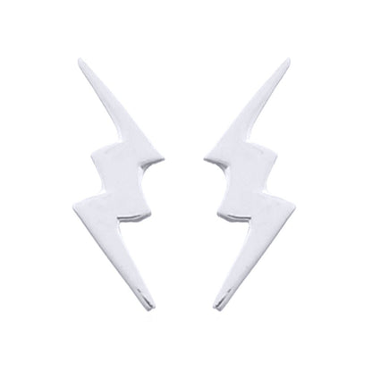 Silver  Lightning Bolt Flash Stud Earrings - AES144