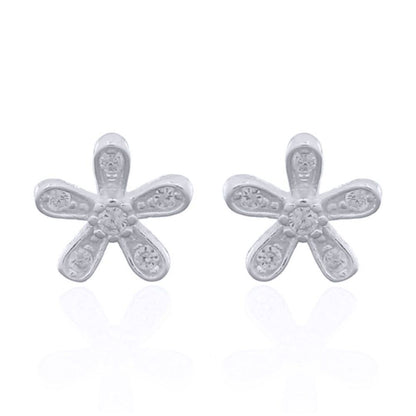 Silver  Round CZ Starfish Daisy Splat Stud Earrings - AES151