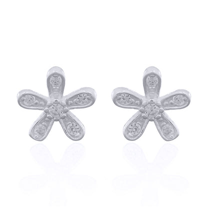 Silver  Round CZ Starfish Daisy Splat Stud Earrings - AES151