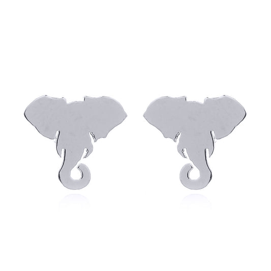 Silver  Wise Elephant Heads Stud Earrings - AES152