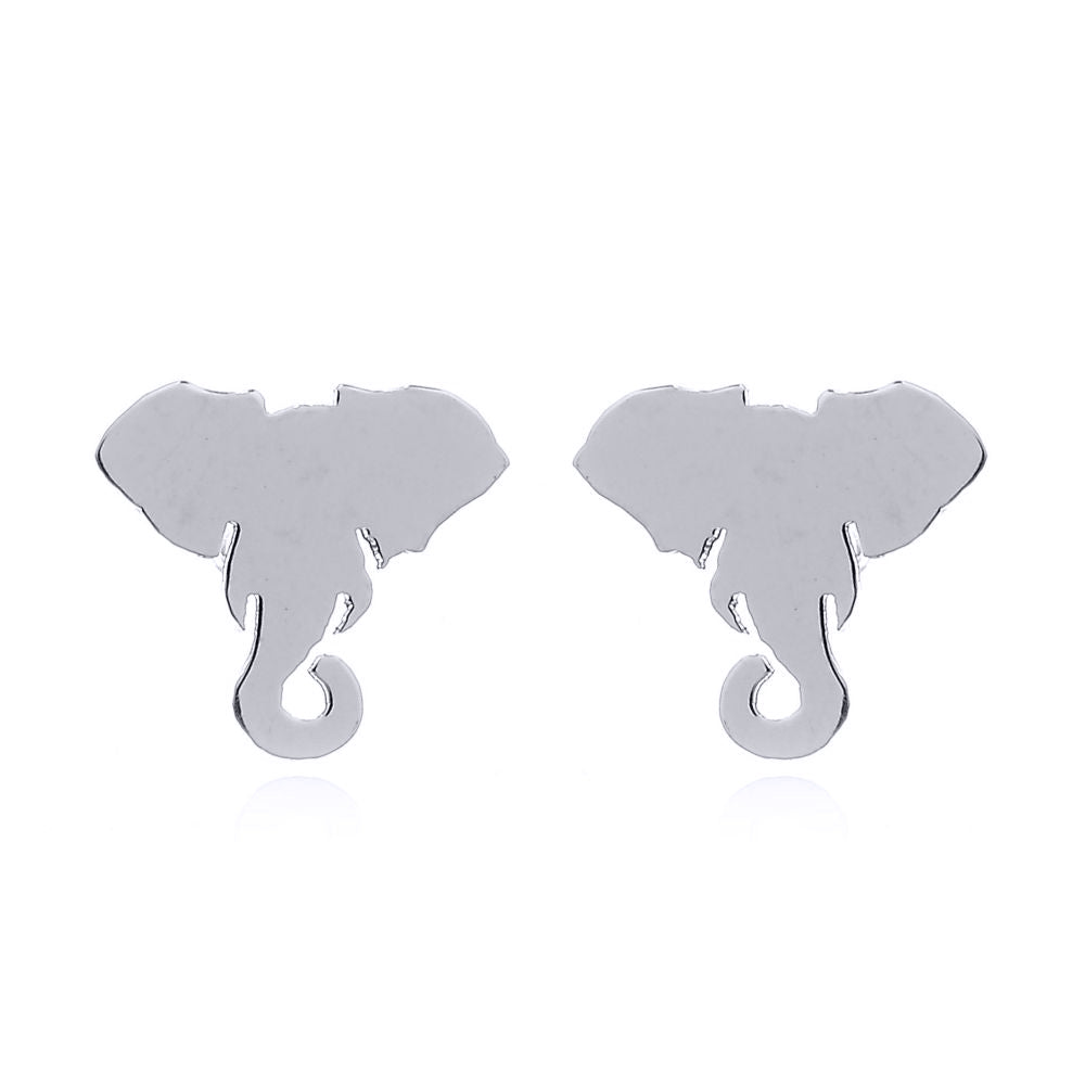 Silver  Wise Elephant Heads Stud Earrings - AES152