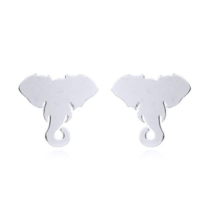 Silver  Wise Elephant Heads Stud Earrings - AES152