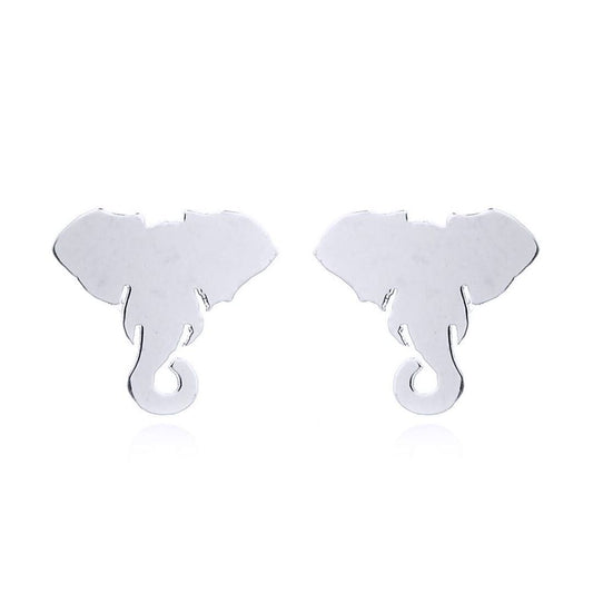 Silver  Wise Elephant Heads Stud Earrings - AES152