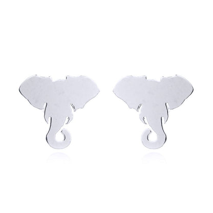 Silver  Wise Elephant Heads Stud Earrings - AES152