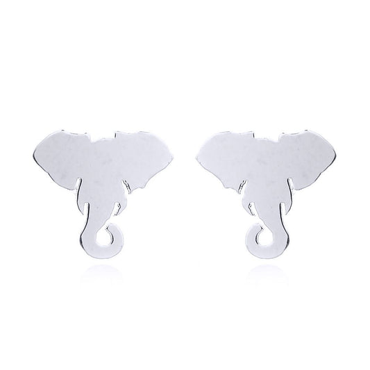 Silver  Wise Elephant Heads Stud Earrings - AES152