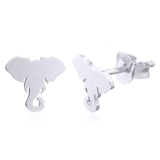 Silver  Wise Elephant Heads Stud Earrings - AES152
