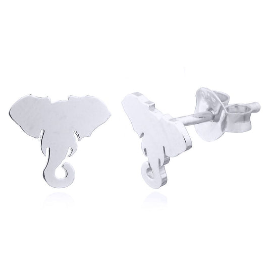 Silver  Wise Elephant Heads Stud Earrings - AES152