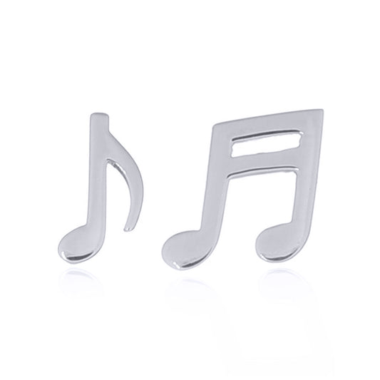 Silver  Semi Quavers Musical Notes Stud Earrings - AES158