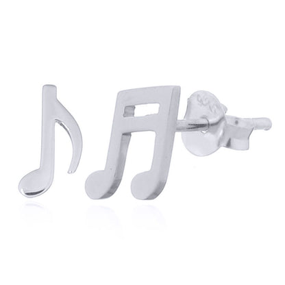 Silver  Semi Quavers Musical Notes Stud Earrings - AES158