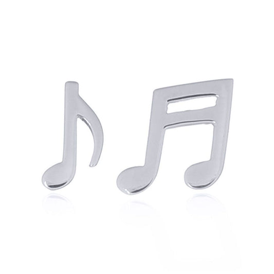 Silver Semi Quavers Musical Notes Stud Earrings - AES158