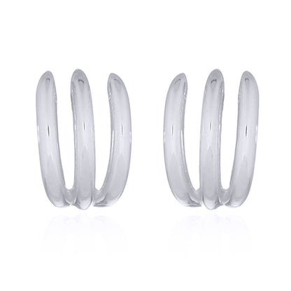 Silver  Banana Bunch Claws Stud Earrings - AES160